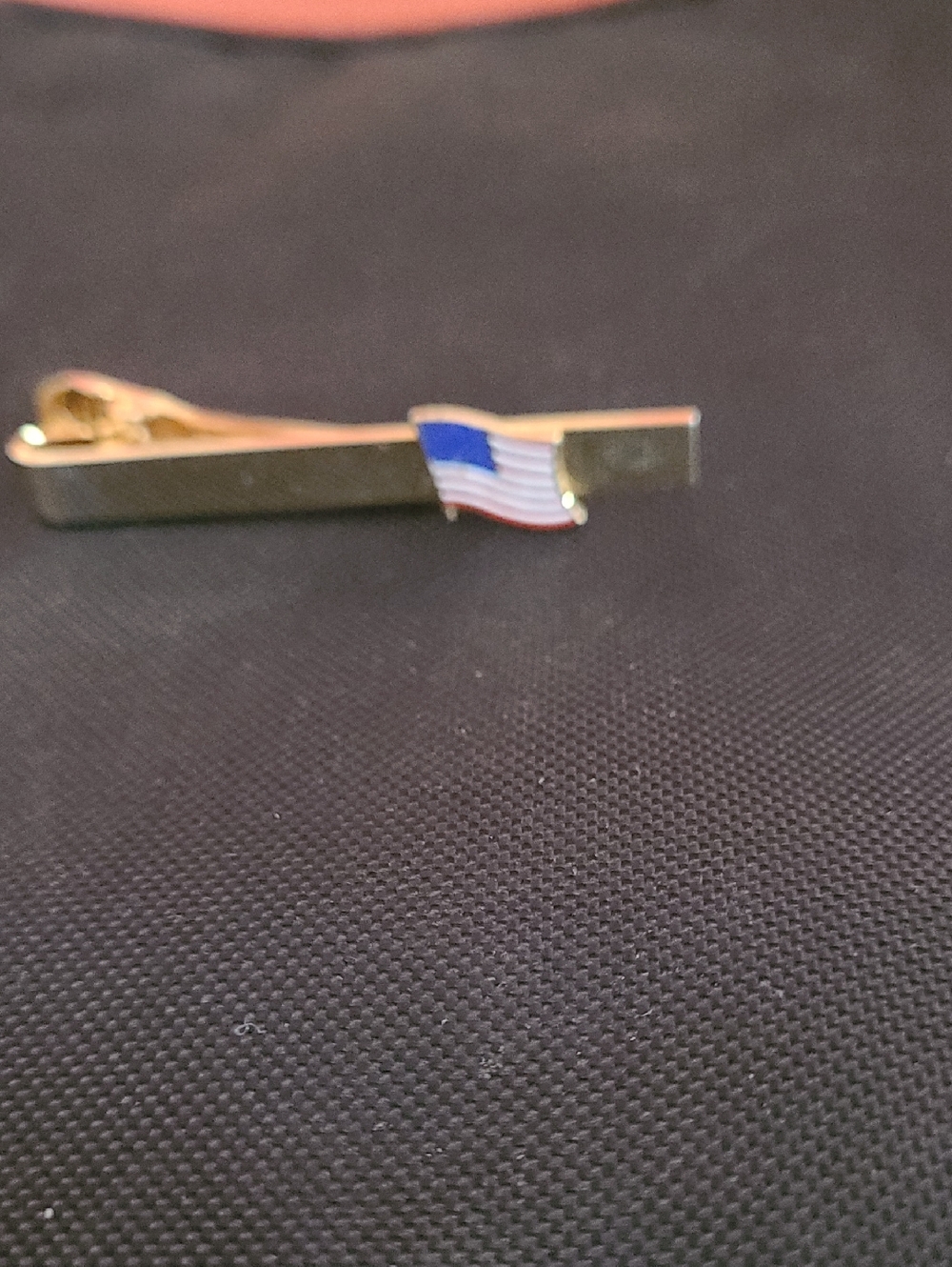 Source Unknown Gold Tie Clip with Red, White & Blue Flag Accent